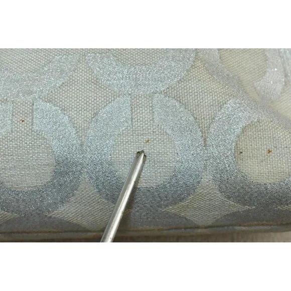 Coach Womens Ashley Signature Op Art Hippie Purse Silver Cream Shoulder Handbag - Picture 8 of 14